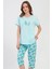 Pamuklu Kadın Büyük Beden Kısa Kol Kaprili Pijama Takım , 408227 1