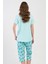 Pamuklu Kadın Büyük Beden Kısa Kol Kaprili Pijama Takım , 408227 4