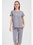 Pamuklu Kadın Kısa Kol Kaprili Pijama Takım , 409014 1