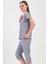 Pamuklu Kadın Kısa Kol Kaprili Pijama Takım , 409014 3