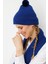 Kadın Simli Jakarlı Ponponlu Yün Şapka K.s.mavi 2