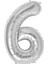Gümüş Rakam 6 Balon, 40CM, 16 Inch, Paket:1, EN:25CM, BOY:40CM 1