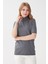 Kadın Likralı Kısa Kollu Tam Balıkçı Bluz Koyu Füme 4