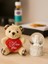 Sevimli Mini Peluş Ayıcık ve Mini Melek Kar Küresi Set Bej Rengi 1