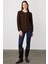 Kadın Sıfır Yaka Sahte Cepli Düğmeli Hırka Kahve 5