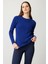 Kadın Sıfır Yaka Boncuklu Yün Kazak K.s.mavi 1