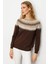 Kadın Sıfır Yaka Robası Baklavalı Yün Kazak M.kahve 1