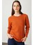 Kadın Sıfır Yaka Verev Taşlı Kazak Turuncu 1