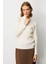 Kadın Tam Balıkçı Yaka Kolu Boncuklu Yün Kazak Kemik 4