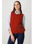 Kadın Sıfır Yaka Cebi ve Yakası Renkli Tığlamalı Yün Süveter K.kiremit 1