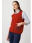 Kadın Sıfır Yaka Cebi ve Yakası Renkli Tığlamalı Yün Süveter K.kiremit 3