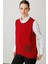 Kadın Sıfır Yaka Cebi ve Yakası Renkli Tığlamalı Yün Süveter K.kırmızı 1