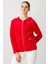 Kadın Kapüşonlu Fermuarlı Kısa Triko Sweatshirt Y.kırmızı 2