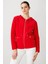 Kadın Kapüşonlu Fermuarlı Kısa Triko Sweatshirt Y.kırmızı 4