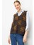 Kadın Pıtırcık Çiçekli Patchwork Keçe Yün Yelek K.kahve_tarçın 4