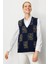Kadın Pıtırcık Çiçekli Patchwork Keçe Yün Yelek O.haki 4