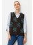 Kadın Pıtırcık Çiçekli Patchwork Keçe Yün Yelek K.kahve_m.yeşil 4