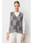 Kadın Pıtırcık Çiçekli Patchwork Keçe Yün Yelek Y.füme_a.mor 1
