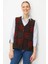Kadın Pıtırcık Çiçekli Patchwork Keçe Yün Yelek K.kahve_k.kırmızı 1