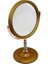Taş Saplı Yuvarlak 7 Inç= Çap:17.5cm Makyaj Aynası Çift Taraflı Bronz - Gümüş Pls.çerçeve Sabit Ayak (5232) 1