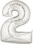 Gümüş Rakam 2 Folyo Balon 40 Inç 100 Cm, Şık ve Parlak Doğum Günü Süsü 1