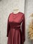 25Y3412 Elbise Abiye Saten Beli Bağlamalı Kloş - Vishne - 25Y3412 - Bordo - 40 2