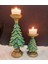 Yılbaşı Ağacı Ikili Şamdan Merry Christmas Dekoratif Yeşil Noel Çam Ağacı Biblo 1