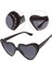 Renkli Kalp Şekilli Taşlı Parti Gözlüğü, Siyah, 6X16CM 2