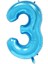 3 Yaş Mavi Folyo Balon 100 Cm, Şık ve Parlak Doğum Günü Süsü 1