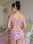 Kadın Pembe Çilek Desenli Sexy Kostüm 8014 3