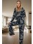Yumuşak Viskoz Kumaştan Şık Kaplan Desenli Pijama Takımı Profesyonel Görünüm 1
