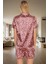 Rahat Yazlık Pijama Takımı Leopar Desenli Saten Şortlu Gömlek Premium Kalite Şık Görünüm 3