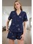 Rahat %100 Pamuklu Pijama Takımı Galaksi Desenli Şort ve Gömlek Dayanıklı Malzeme 1