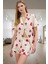 Yazlık %100 Pamuklu Pijama Takımı Kalpli Desenli Volanlı Şort ve Gömlek Modern Stil 1