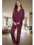 Evde Rahatlık Için Ekose Desenli Örme Pijama Takımı Uzun Paça Kol Modern Stil Özenle Seçilmiş 2