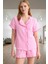Yazlık Pamuklu Pijama Takımı Müslin Kumaş Regular Kalıp Boru Paça Şort Şık Görünüm Rahat ve 1