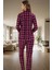 Evde Rahatlık Için Ekose Desenli Örme Pijama Takımı Uzun Paça Kol Modern Stil Özenle Seçilmiş 3