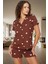 Rahat ve Şık Pamuklu Pijama Takımı Kalpli Desen 2 Parça Yaz Mevsimi Kullanım 2