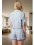 Çiçekli Desenli Viskoz Pijama Takımı; Rahat Şık Yazlık Kullanım ve Özenle Seçilmiş 3