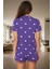 Kısa Kollu Pamuklu Pijama Takımı Kalpli Desenli Regular Kalıp Yazlık Ev Giyim Özenle Seçilmiş 3