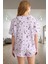 Yumuşak Pamuklu Kedi Desenli Fırfırlı Pijama Takımı Profesyonel Görünüm Şık 3