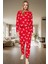 Yumuşak Pamuklu Örme Pijama Yılbaşı Temalı 2'li Set Uzun Paça Modern Stil Günlük Kullanım Için 2