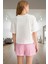 Yaz Için 3lü %100 Pamuklu Şortlu Pijama Takımı Regular Kalıp Çizgili Desen Özel Tasarım 3