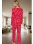 Rahat Pamuklu Pijama Takımı Kışlık Homewear Seti Kalpli Desen Uzun Kollu Özenle Seçilmiş 3