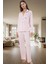 Baskılı Örme Pijama Takımı Pamuklu Regular Uzun Paça Gömlek Yaka Ev Konforu Konforlu Kesim 2
