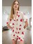 Rahat ve Şık Pamuklu Kalpli Pijama Takımı Gömlek+Şort Yaz Için Ideal Profesyonel Görünüm 1