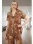 100% Viskoz Shally Dokuma Pijama Takımı Leopar Desenli Regular Kalıp Dayanıklı Malzeme 1