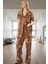 100% Viskoz Shally Dokuma Pijama Takımı Leopar Desenli Regular Kalıp Dayanıklı Malzeme 2