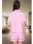 Viskoz Pijama Takımı Şortlu Rahat Nefes Alan Yazlık Homewear Kullanım Özel Tasarım 3