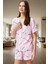 Viskon Pijama Takımı Leylek Desenli Kısa Kollu Şortlu Rahat Kalıp Premium Kalite 2